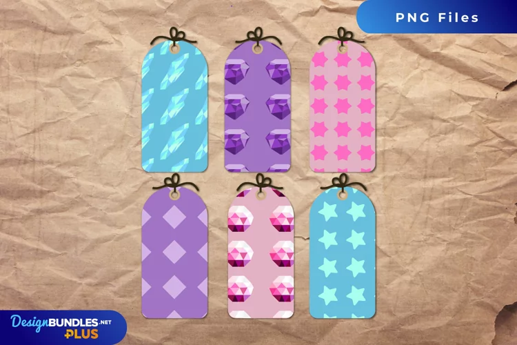 Diamond with Vintage Color Seamless Pattern Shaped Tags