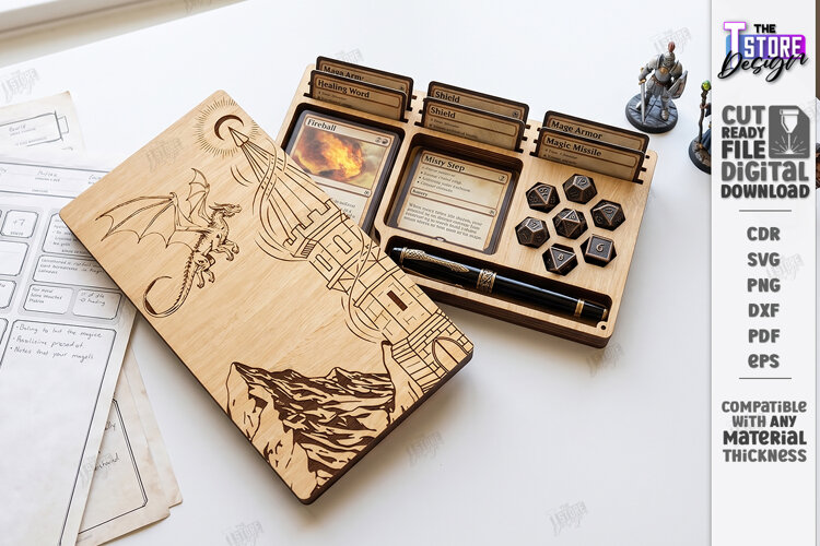 Dice and Miniature Holder Laser Cut | Wooden Dice Vault |CNC example image 1