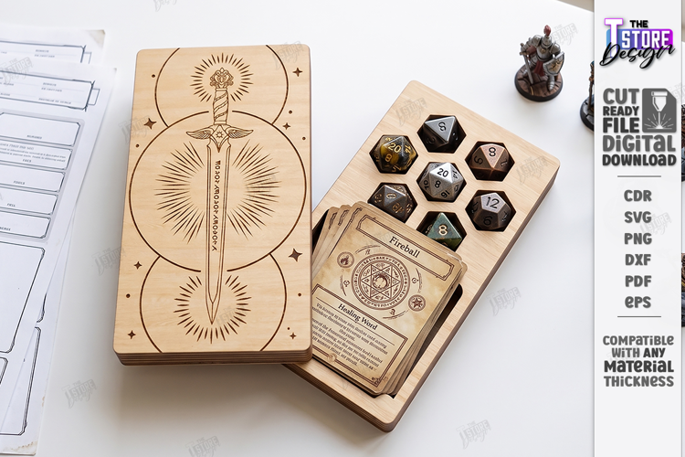 Dice and Miniature Holder Laser Cut | Wooden Dice Vault |CNC
