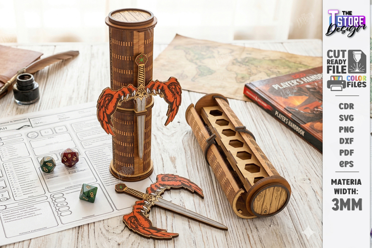 Sword Dice Box Laser Cut | Board Game SVG | Laser Cut Files