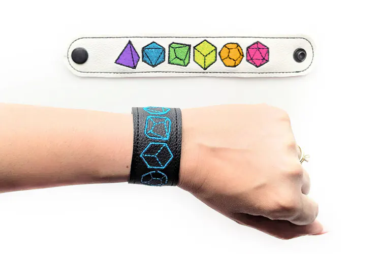 Dice Bracelet Wristband ITH Applique Embroidery File