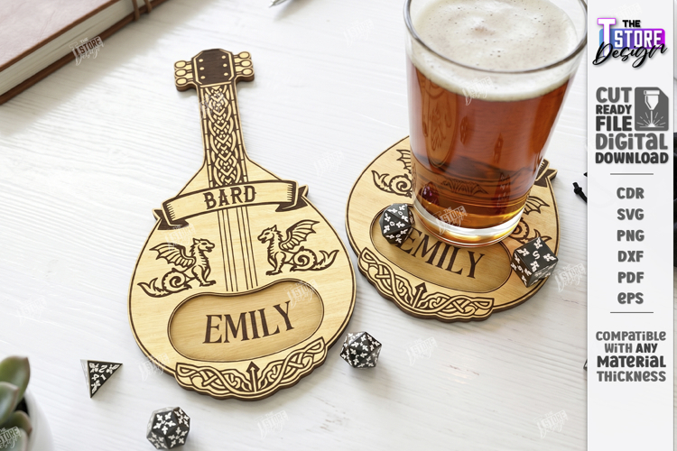 Personalized Dice Coaster Laser Cut | RPG | Cup Coaster |CNC example image 1