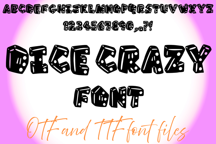 Dice Crazy Typeface Lettering ABC Text Font Board game OTF