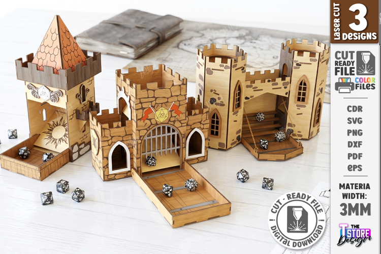 Dice Tower Laser Cut Bundle | Tabletop Gaming Castle | CNC
