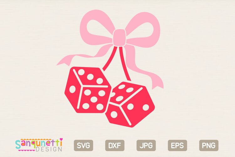 Dice with Bow SVG | Coquette Casino Clipart example image 1