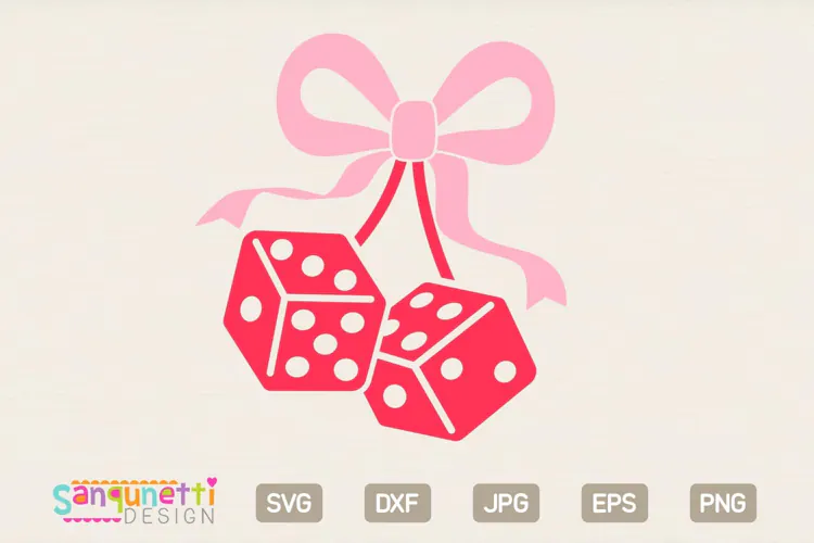 Dice with Bow SVG | Coquette Casino Clipart