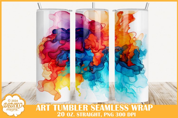 Alcohol Ink Tumbler Wrap Sublimation, 20 oz Colorful Tumbler