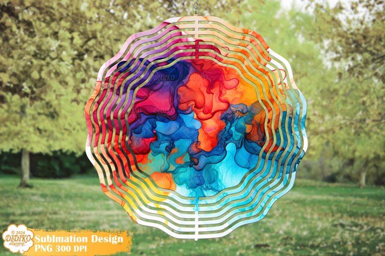 Alchohol Ink Wind Spinner Sublimation, Colorful Wind Spinner example image 1