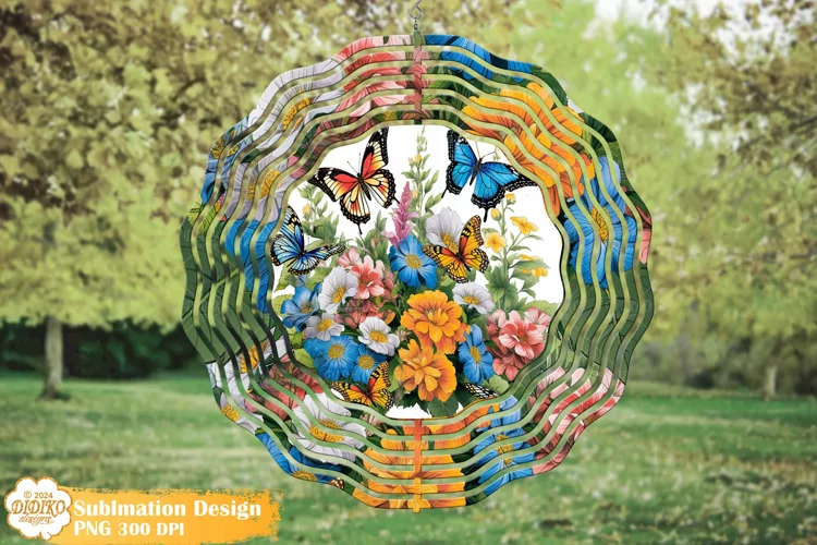 Butterflies Wind Spinner Sublimation, Farmhouse Wind Spinner