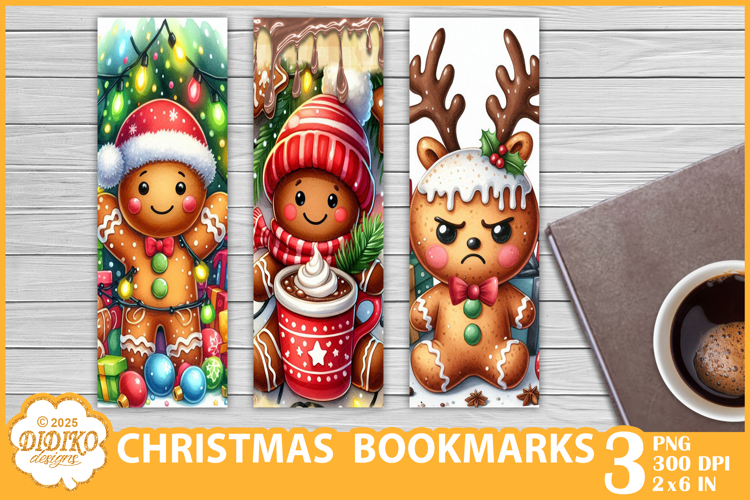 Christmas Bookmark Sublimation Png, Cute Cookie Bookmark Png