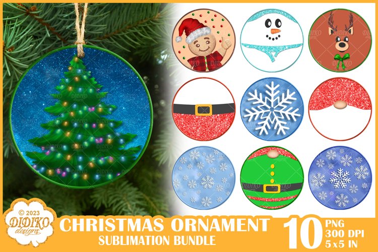 3D Christmas Ornament Bundle Sublimation Png,Winter Ornament