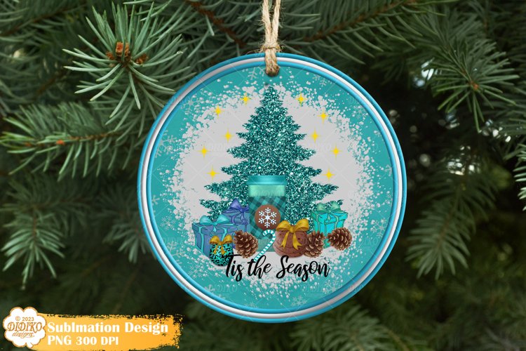 Christmas Ornament Sublimation Png, Turquoise Ornament Png
