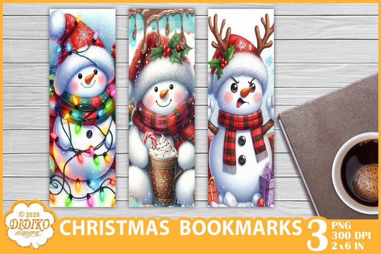 Christmas Bookmark Sublimation, Cute Snowman Bookmark Png