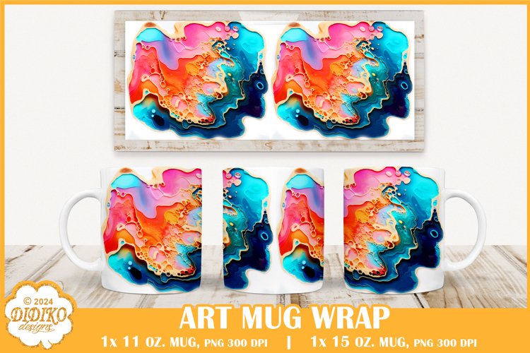 Geode Mug Wrap Sublimation, 11 oz Epoxy Resin Mug Png