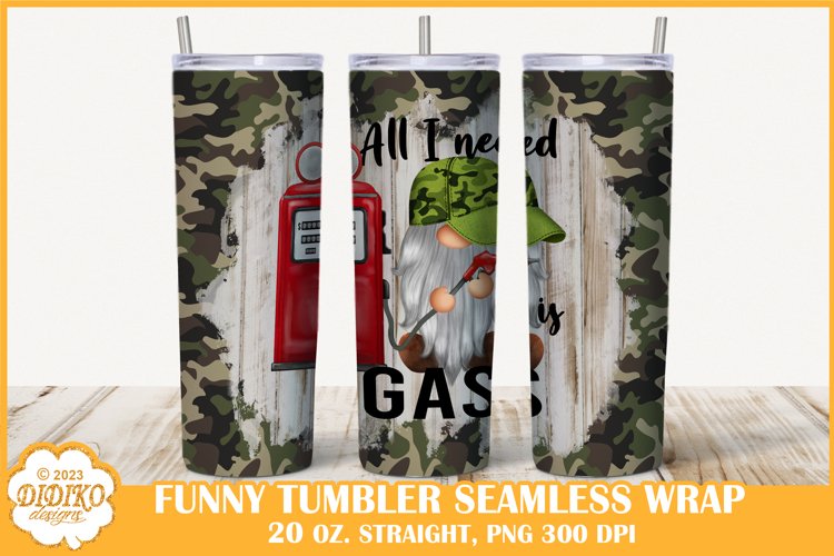 Gas Gnome Tumbler Sublimation, 20 oz Skinny Tumbler Png example image 1