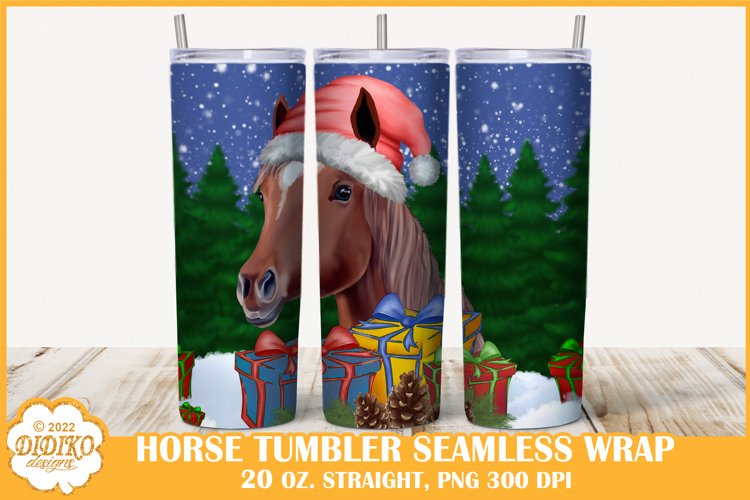 Christmas Horse Tumbler Sublimation, 20 oz Winter Tumbler