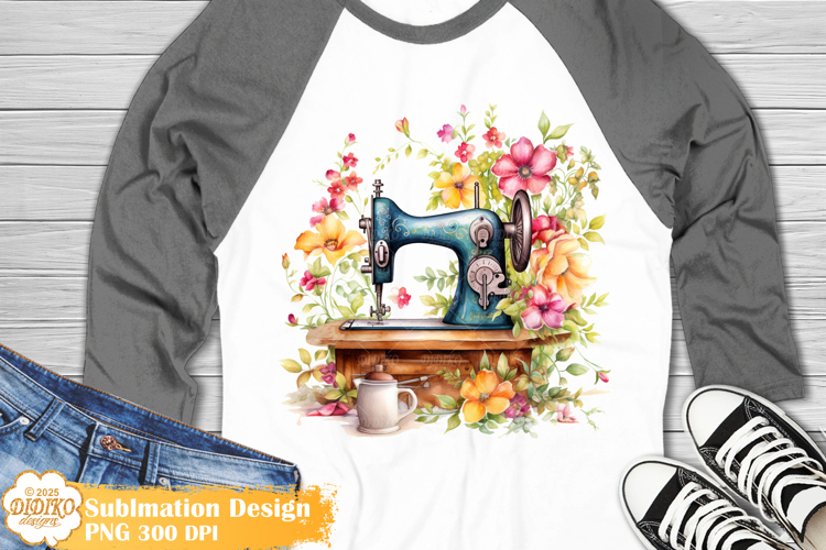 Floral Sewing Machine Shirt Sublimation, Flowers Png