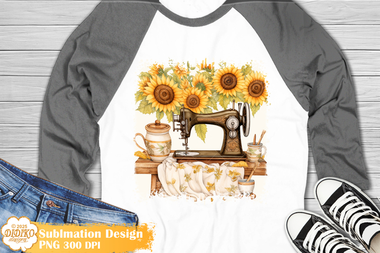 Sunflowers Sewing Machine Shirt Sublimation Png, Flowers Png