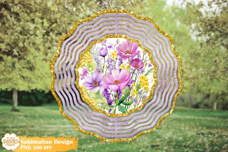 Flower Wind Spinner Sublimation Png , Spring Spinner Png