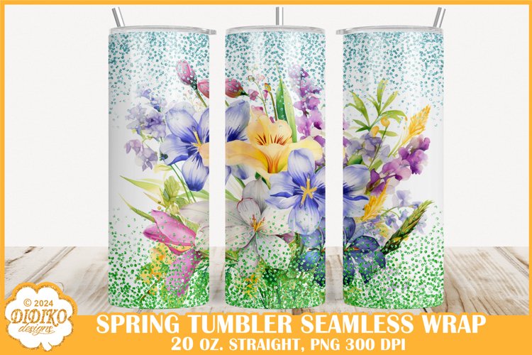 Flower Tumbler Sublimation Png,20 oz Watercolor Tumbler Wrap