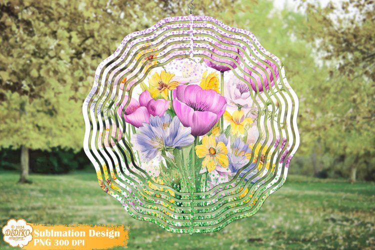 Spring Spinner Floating Flowers Wind Spinner Png Sublimation ,Spring Spinner Png