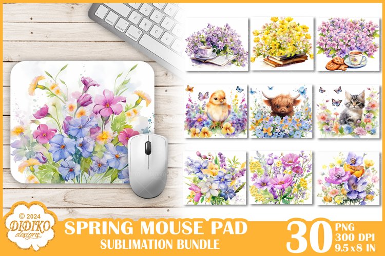 Flower Mouse Pad Bundle Png, Farmhouse Mouse Pad Sublimation