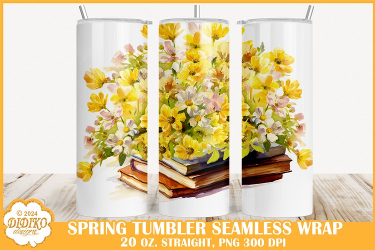 Flowers Tumbler Sublimation ,20 oz Farmhouse tumbler wrap example image 1