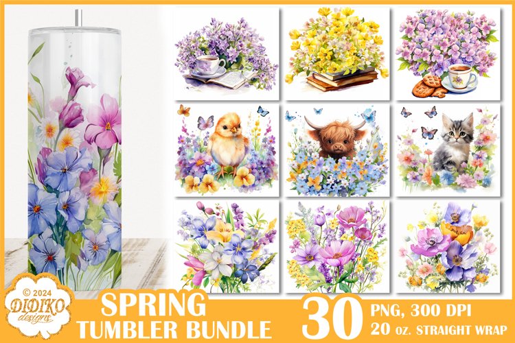 Flower Tumbler Bundle Sublimation, 20 oz Farmhouse Tumbler