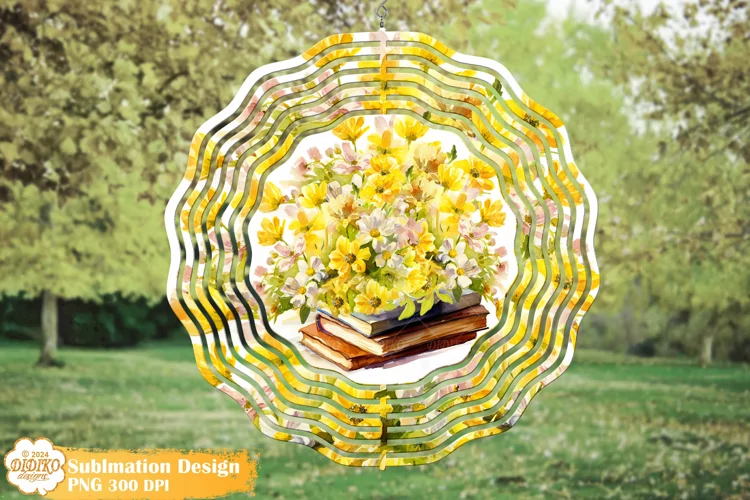 Flower Wind Spinner Sublimation Png ,Farmhouse Spinner Png