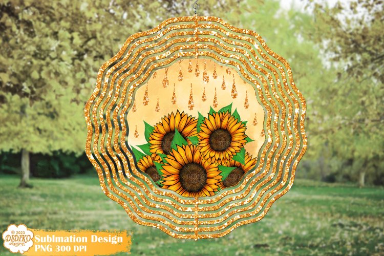Sunflower Wind Spinner Sublimation, Glitter Wind Spinner Png