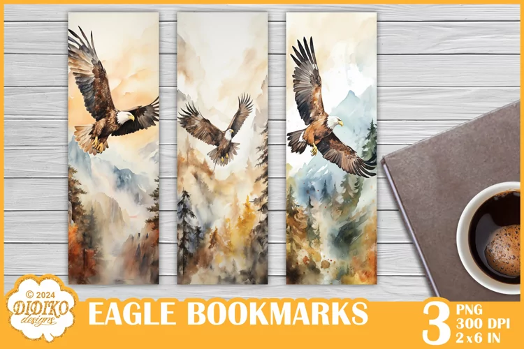 Eagle Bookmarks Sublimation, Watercolor Bookmarks Png