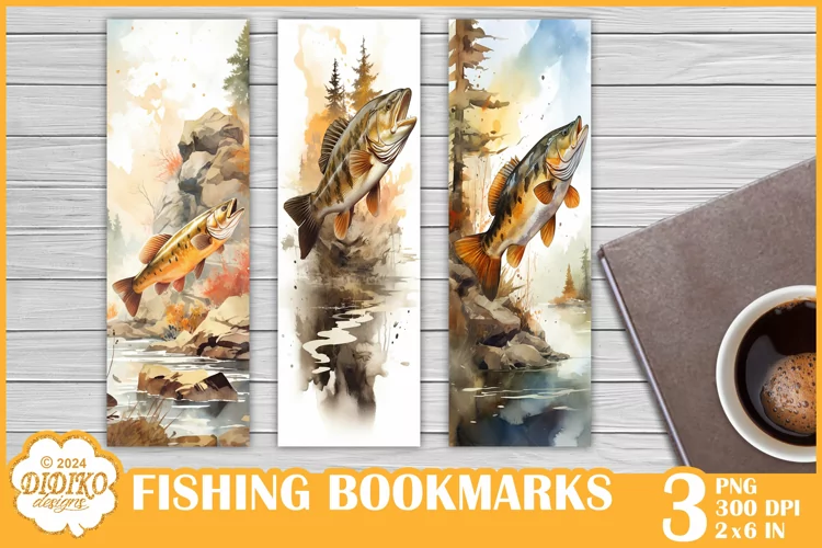Fishing Bookmarks Sublimation, Watercolor Bookmarks Png