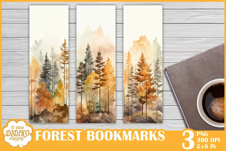 Forest Bookmark Sublimation, Watercolor Bookmark Png