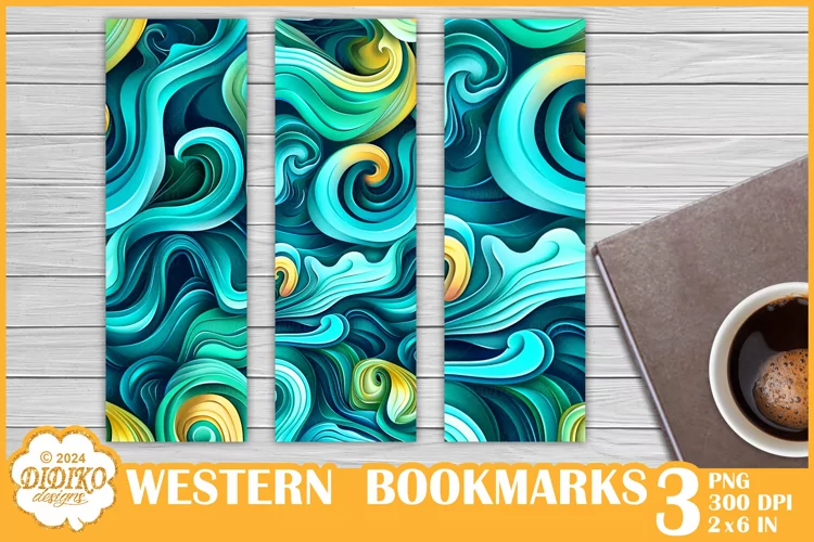 Western Bookmark Png Sublimation, Alcohol Ink Bookmarks Png