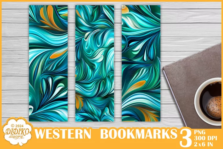 Western Bookmark Sublimation Png, Alcohol Ink Bookmarks Png