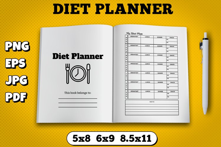 Amazon kdp diet planner interior for kindle publisher example image 1