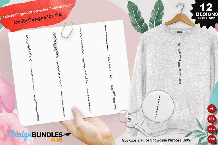 Different Types Of Creeping Tropical Plant Clipart Set