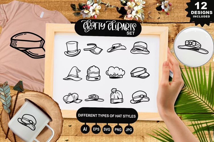 Different Types of Hat Styles Clipart Set