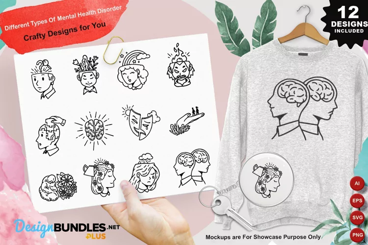 Different Types Of Mental Health Disorder Clipart Set