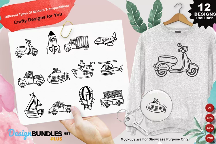 Different Types Of Modern Transportations Clipart Set