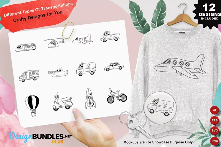 Different Types Of Transportations Clipart Set