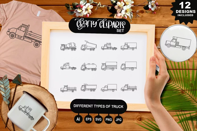 Different Types Of Truck Clipart Set