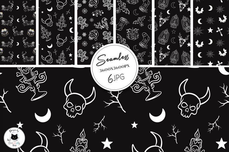 Gothic Christmas Digital Paper Seamless Pattern example image 1