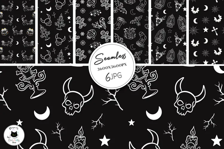 Gothic Christmas Digital Paper Seamless Pattern