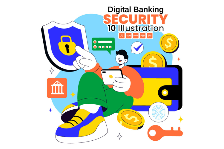 10 Digital Banking Security Illustration