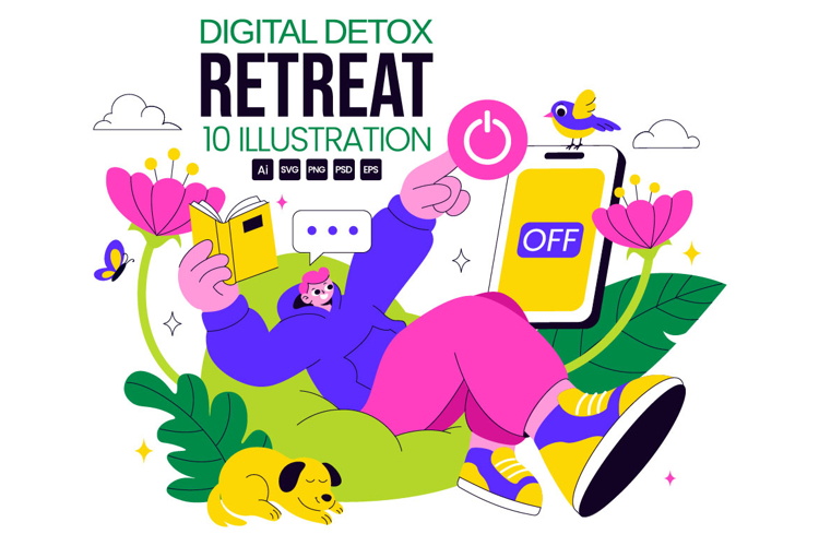 10 Digital Detox Retreat Illustration