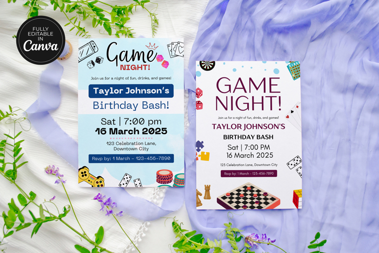Digital Game Night Birthday Invitation Template