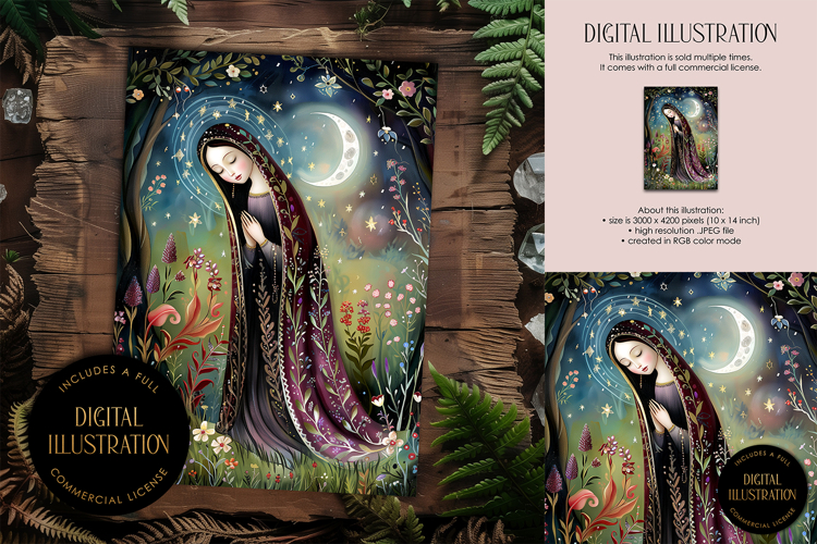 Botanical Virgin Mary Illustration