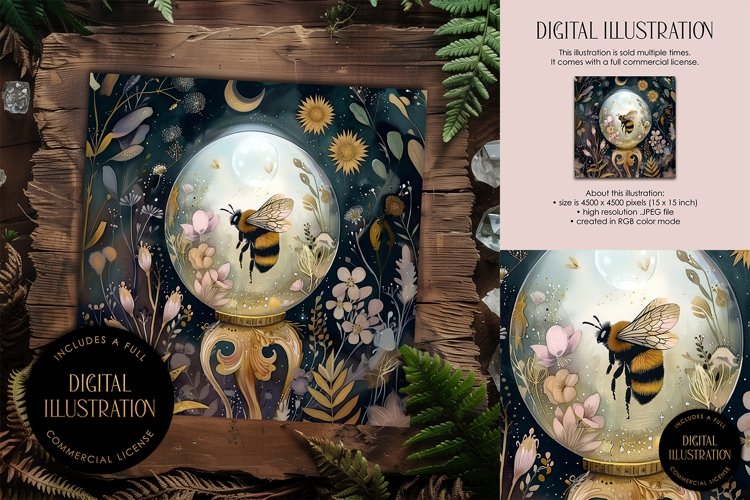 Bumblebee in Crystal Ball Illustration