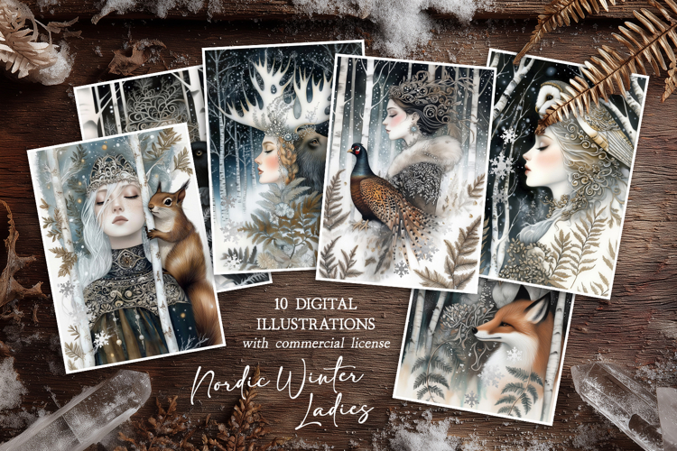 Nordic Winter Ladies Postcard Set